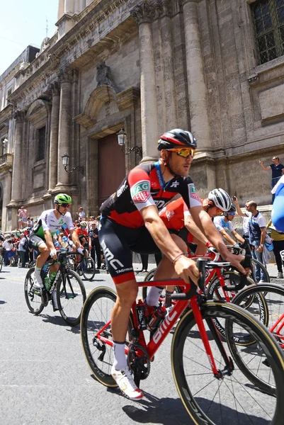 Catânia Itália Maio 2018 Passeio Ciclistas Rua Etnea Catania Durante — Fotografia de Stock