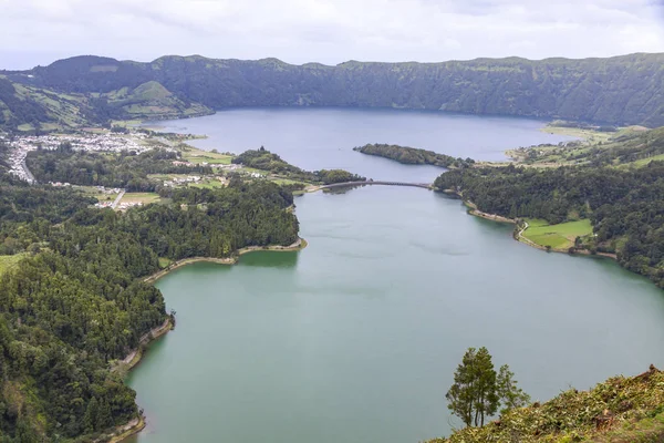 Ismarlayarak Göl Sete Cidades Yedi Şehirler Göl Sao Miguel Island — Stok fotoğraf