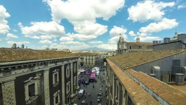 Vista aérea del casco antiguo de Catania, Sicilia, Italia — Vídeos de Stock