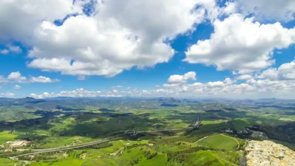 Vallée Vallonnée Verdoyante Pittoresque Près Ville Enna Centre Sicile Italie — Video