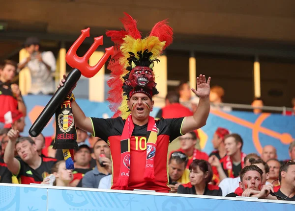 ニース フランス 2016 ベルギーのファンは Uefa Euro 2016 ゲーム スウェーデン アリアンツ — ストック写真