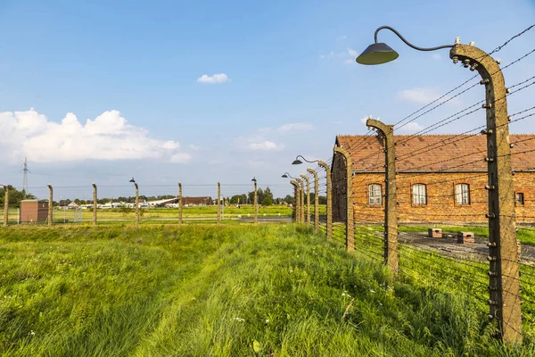 Paisagem Auschwitz Birkenau Antigo Campo Concentração Extermínio Nazi Perto Cidade — Fotografia de Stock