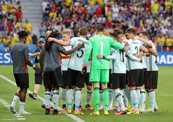 Nice França Junho 2016 Jogadores Bélgica Futebol Nacional Durante Uefa — Fotografia de Stock