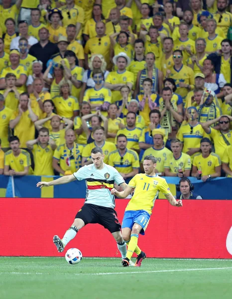 Nice France June 2016 Thomas Vermaelen Belgium Fights Ball Marcus — Stock Photo, Image