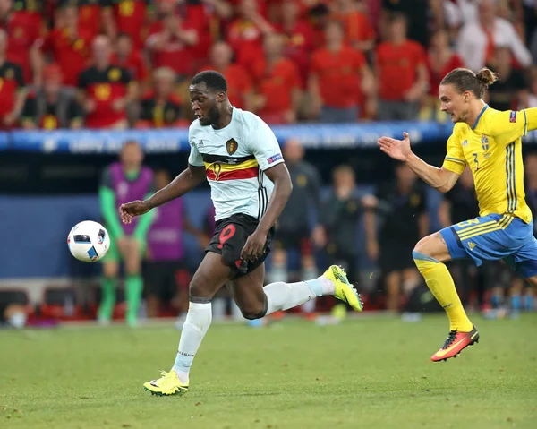 Nice Francia Junio 2016 Romelu Lukaku Bélgica Ataca Durante Partido —  Fotos de Stock