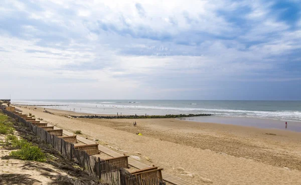 Ocean Plaża Atlantyckim Wybrzeżu Francji Pobliżu Lacanau Océan Bordeaux Francja — Zdjęcie stockowe