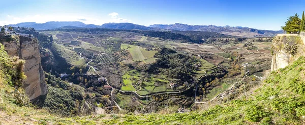 Vue Panoramique Pittoresque Sur Vallée Verte Près Ville Ronda Quartier — Photo
