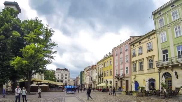 Lviv Ucraina Maggio 2018 Piazza Del Mercato Piazza Centrale Della — Video Stock