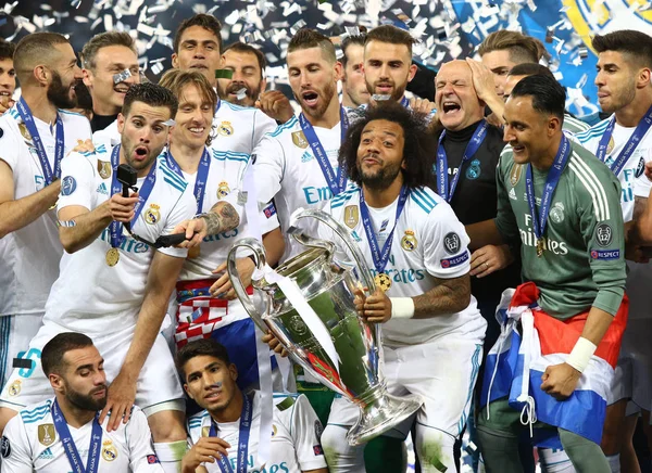 Kyiv Ukraine May 2018 Real Madrid Players Celebrate Winning Uefa — Stock Photo, Image