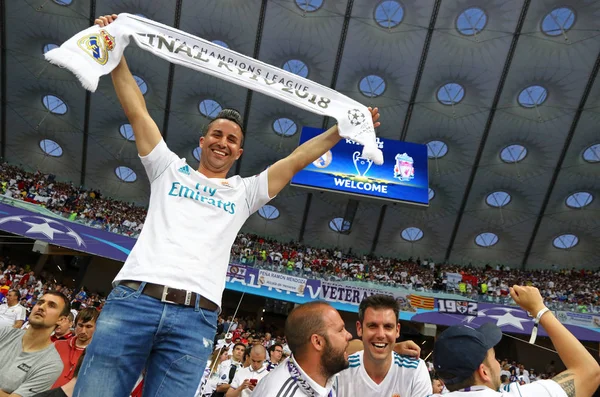 Kyiv Ukraine Maio 2018 Apoiante Real Madrid Mostra Seu Apoio — Fotografia de Stock