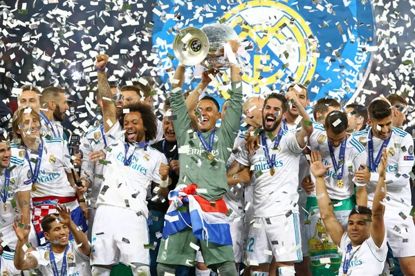 Kiev Oekraïne Mei 2018 Real Madrid Spelers Vieren Hun Winnen — Stockfoto