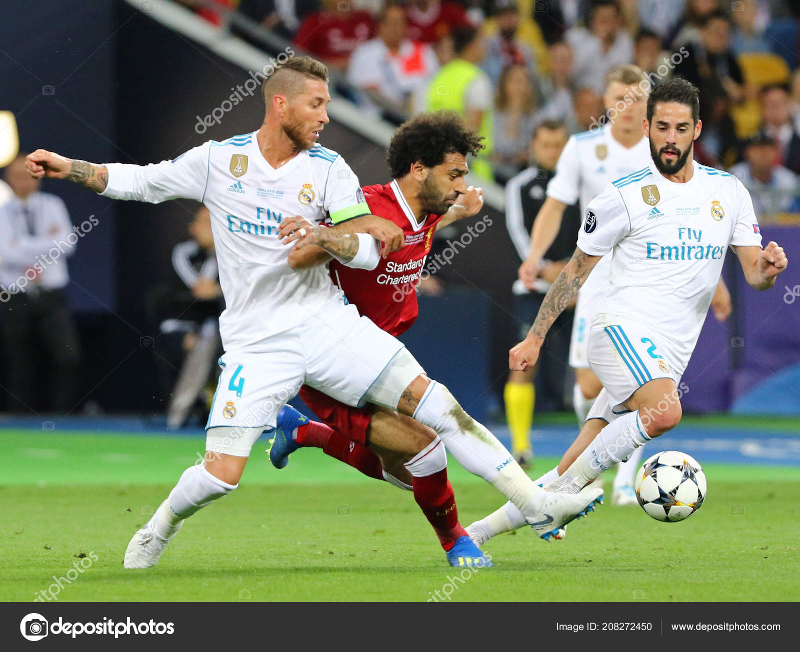 Киев Украина Мая 2018 Года Серхио Рамос Реал Мадрид Борется.
