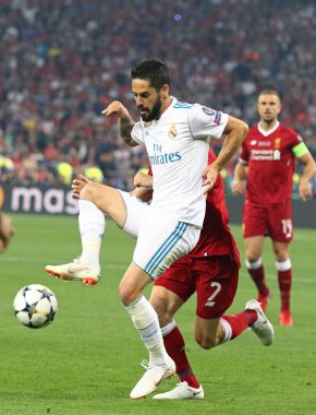 Kiev, Ukrayna - 26 Mayıs 2018: Çifleşme, Real Madrid Liverpool Kiev Milli Güvenlik Olimpiyskiy Stadyumu'nda karşı Uefa Şampiyonlar Ligi Final 2018 oyun sırasında eylem. Fenerbahçe 3-1 kazandı