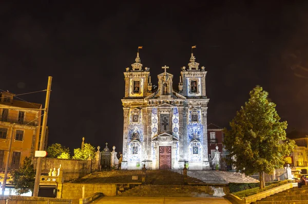 Нічний Погляд Фасад Церкви Сен Ільдефонсо Igreja Paroquial Santo Ільдефонсо — стокове фото