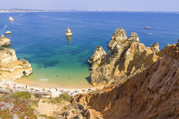 Живописный Вид Пляж Фелия Камилу Лагуше Регион Алгарве Португалия Прая — стоковое фото