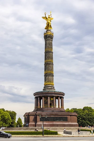 Siegessäule Berühmter Anblick Berlin Deutschland Beeindruckendes Siegessaule Denkmal Mit Goldenem — Stockfoto