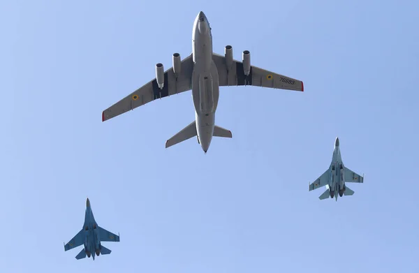 Kyiw Ukraine August 2018 Ukrainische Militärflugzeuge Fliegen Während Der Militärparade — Stockfoto