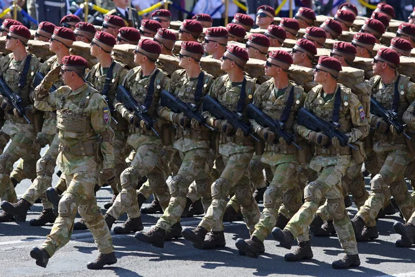 Kijów Ukraina Sierpień 2018 Ukraińska Armia Żołnierzy Wziąć Udział Paradzie — Zdjęcie stockowe