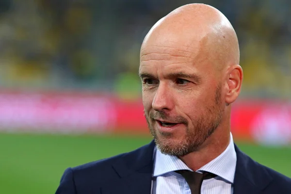 Kiev Ukrayna Ağustos 2018 Afc Ajax Yöneticisi Erik Ten Hag — Stok fotoğraf