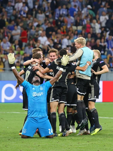 Kyiv Ukraine August 2018 Afc Ajax Players Celebrate Reach Group — Stock Photo, Image