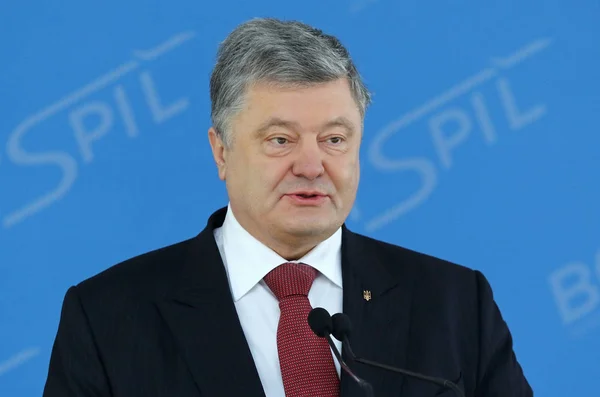 Boryspil Oekraïne Maart 2018 President Van Oekraïne Petro Poroshenko Maakt — Stockfoto