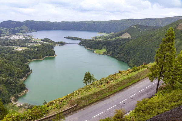 Мальовничий Вид Озеро Sete Cidades Сім Міст Озера Вулканічних Кратерне — стокове фото