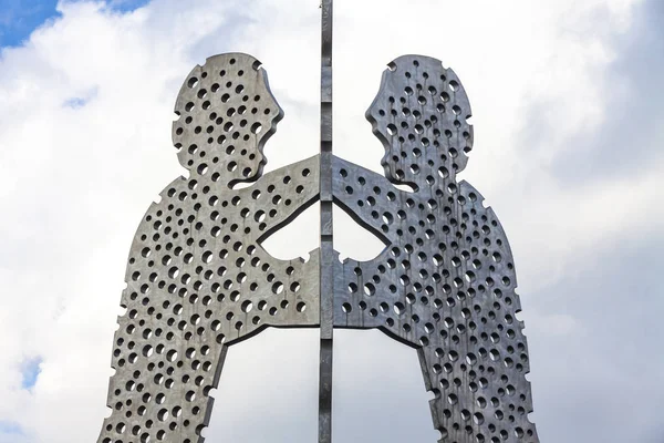 Berlin Germany Feb 2015 Details Molecule Man Sculpture Spree River — Stock Photo, Image