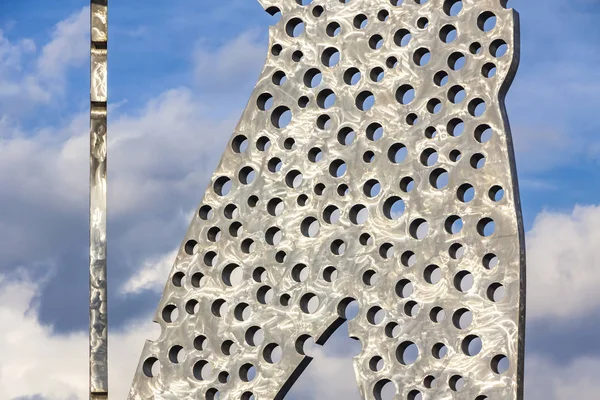 Berlin Allemagne Février 2015 Détails Sculpture Molecule Man Sur Rivière — Photo