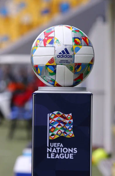 Lviv Ukraina September 2018 Adidas Nations League Officiell Matchboll Uefa — Stockfoto