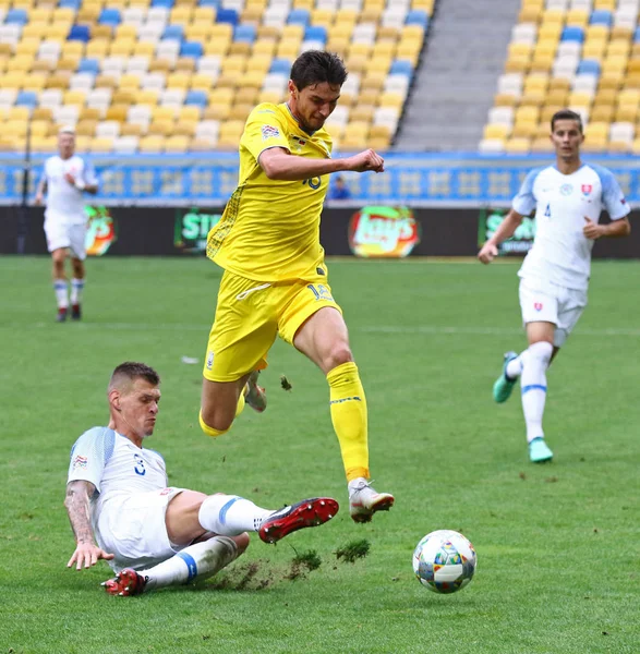 Lviv Ukraine September 2018 Martin Skrtel Slovakia Fights Ball Roman — Stock Photo, Image