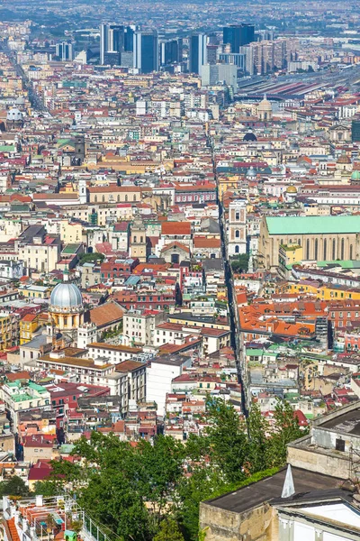 Střechy Starého Města Neapole Itálie Letecký Pohled Castel Sant Elmo — Stock fotografie