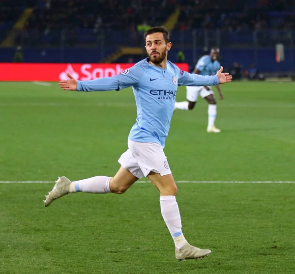 Kharkiv Ukraine Octombrie 2018 Bernardo Silva Manchester City Sărbătorește După — Fotografie, imagine de stoc