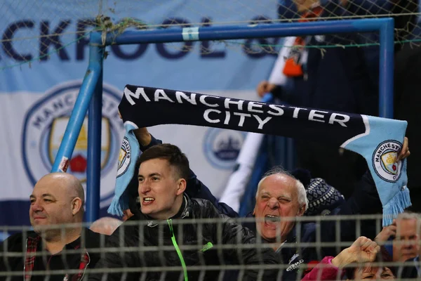 Charków Ukraina Października 2018 Kibice Manchesteru City Pokazać Swoje Poparcie — Zdjęcie stockowe