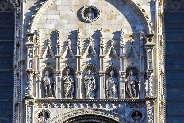 Détails Décoration Extérieure Cathédrale Côme Duomo Como Italien Cattedrale Santa — Photo