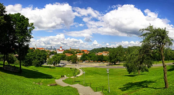Aerial Panorama Vilnius Old Town Lithuania Beautiful Bright Summer Panoramic — Stock Photo, Image