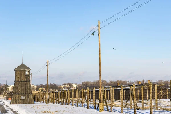 波兰的卢布林 2018年1月17日 波兰马伊达内克集中营守卫塔 — 图库照片