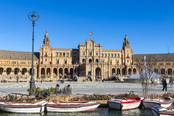 Plaza de Espana (Hiszpania kwadrat) w Sewilla, Andaluzja, Południowa Hiszpania — Zdjęcie stockowe