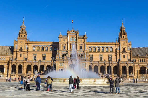 Plaza de Espana (Hiszpania kwadrat) w Sewilla, Andaluzja, Południowa Hiszpania — Zdjęcie stockowe