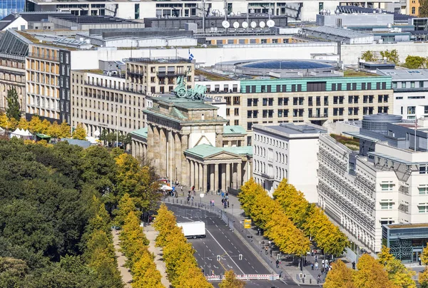 Brandenburger Tor Brandeburgi Kapu Egyik Famost Berlin Németország Légifelvételek — Stock Fotó