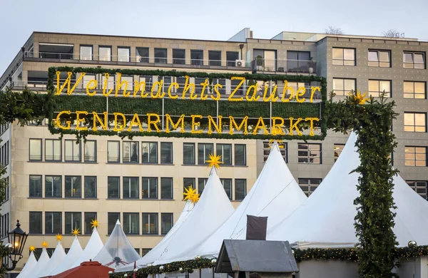Eingangsschild Des Gendarmenmarktes Berlin Deutschland Einer Der Berühmtesten Weihnachtsmärkte Europas — Stockfoto
