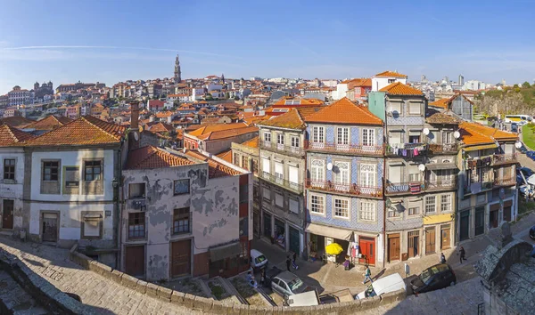 Panoramatické Panorama Pohled Ribeira Města Historické Čtvrti Porto Portugalsko Čtvrti — Stock fotografie