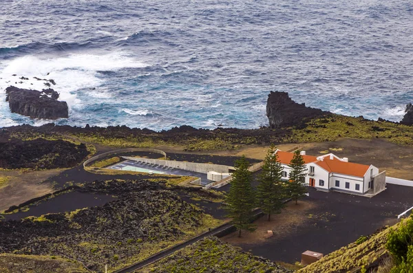 Widok Lotu Ptaka Ponta Ferraria Hot Springs Wybrzeża Oceanu Atlantyckiego — Zdjęcie stockowe