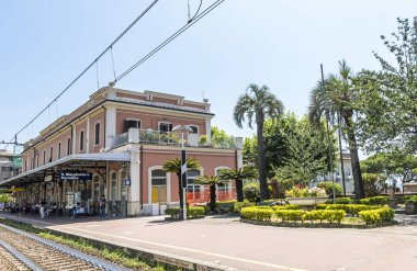 Santa Margherita Ligure, Italy - June 28, 2016: S.Margherita Ligure-Portofino railway station. Portofino is an Italian holiday resort famous for its picturesque harbour. Located in 5km from the Trenitalia train station