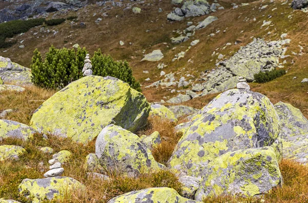 Turistika Vysokých Tatrách Vysoké Tatry Slovensko Vyvažování Kameny Vidět Mlynicka — Stock fotografie