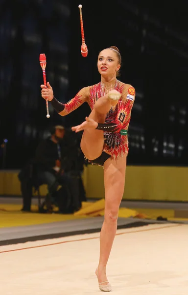 Kyiv Ukraine Mars 2017 Gymnaste Rythmique Ioulia Bravikova Russie Joue — Photo