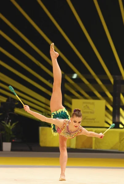 Kyiv Ukraine Mars 2017 Gymnaste Rythmique Alexandra Kis Hongrie Joue — Photo