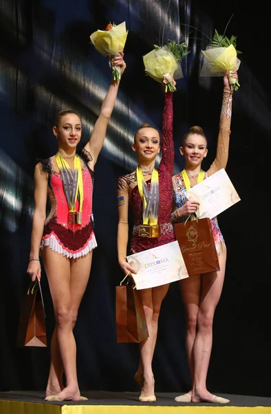 Kyiv Ucrania Marzo 2017 Medallistas Final Junior Con Los Clubes —  Fotos de Stock