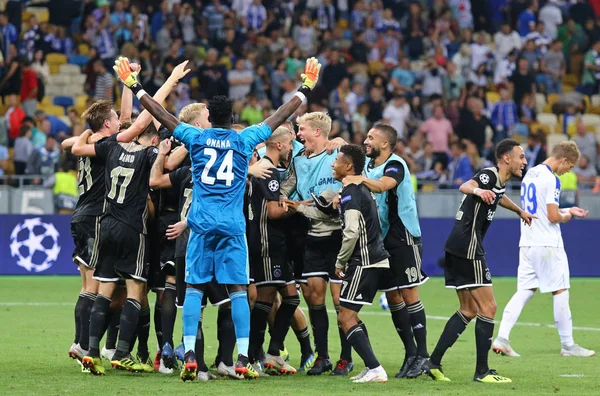 Kyiv Ucrania Agosto 2018 Jugadores Ajax Afc Celebran Alcance Fase — Foto de Stock