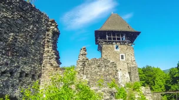 Kasteel van Nevytske, semi-verwoeste kasteel in de buurt van Oezjhorod, Oekraïne — Stockvideo