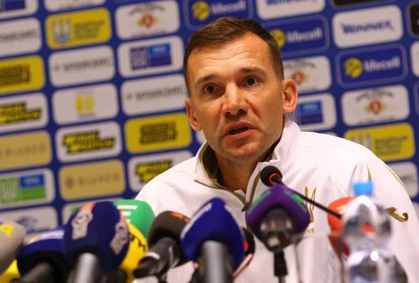 Andriy Shevchenko press-conference in Kyiv, Ukraine — Stock Photo, Image